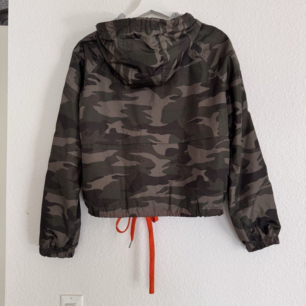 Women’s Camouflage Camo Jacket New Look supreme Sz L  Orange Straps Gray Hood - Picture 2 of 12